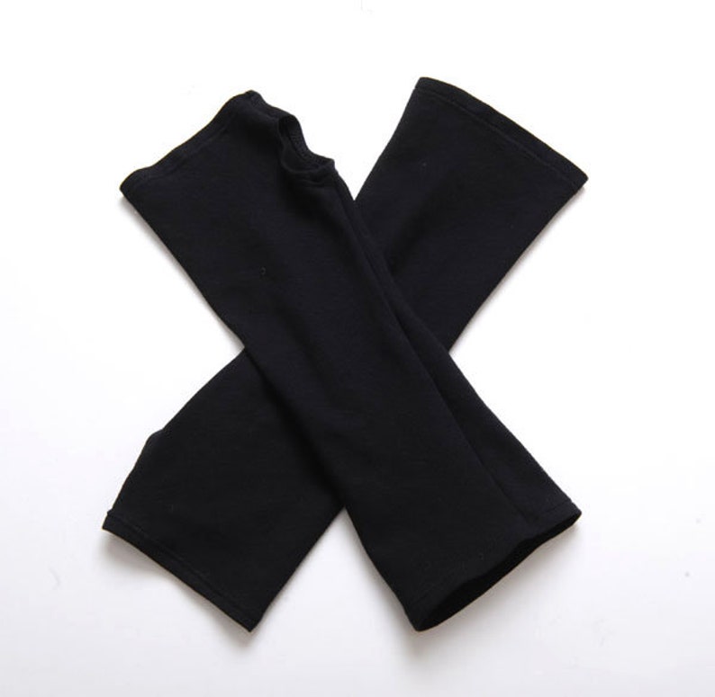 Black Arm Warmers Black Fingerless Gloves Cotton Wrist | Etsy