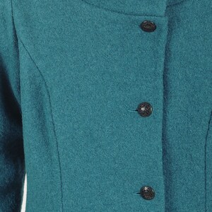 Womens green-blue winter wool coat, Hooded feminine wool coat with flared sleeves, MALAM, Any size image 6