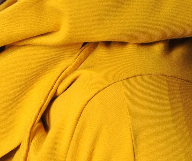 Womens sweaters MALAM Cotton Jersey cardigan Womens clothing Mustard yellow Wrap Shrug Long sleeve jersey wrap sweater