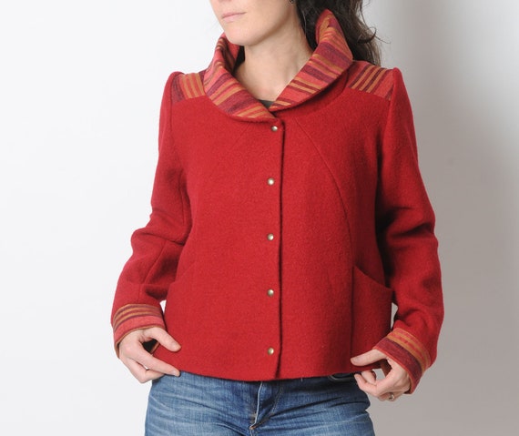 Manteau D'hiver Femme Court En Laine - Col Montant Avec Boutons - Chaud Et élégant Pour Tous Les Jours - Taille Standard