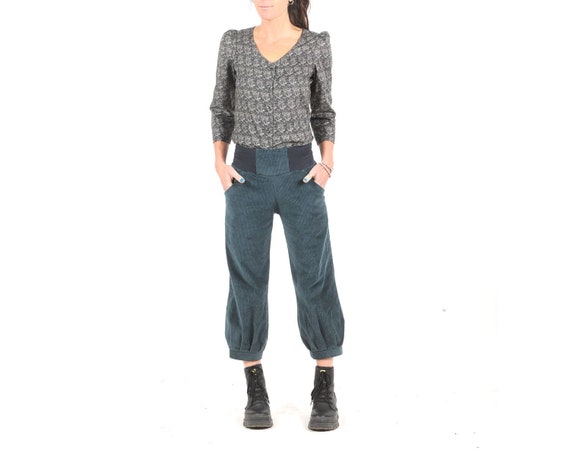 Blue-grey Corduroy Pants With Stretchy Belt Women's - Etsy Denmark