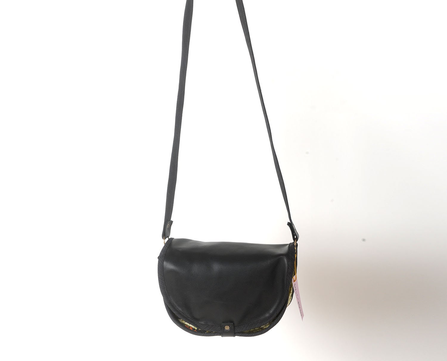 Bella Signature Crossbody カジュアル フォーマル Leather and Fabric Crossbody Purse, Green and Black Floral