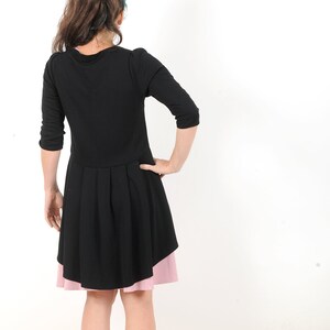Veste femme en jersey noir forme queue de pie, manches 3/4, Gilet noir long élégant, MALAM, Toutes tailles image 6