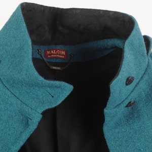 Womens green-blue winter wool coat, Hooded feminine wool coat with flared sleeves, MALAM, Any size image 7