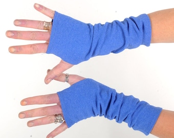 Sparkly blue armwarmers, Long bright blue fingerless gloves, Fun accessories, Womens fashion, MALAM