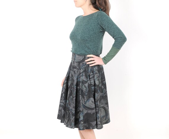 Falda acampanada gris oscuro con estampado ancho Faldas de | Etsy España
