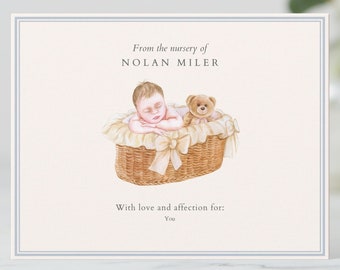 Baby Personalized Stationary Set |  Baby Nest Notecard | From The Nursery of Stationary | Baby Thank You Card | Gender Neutral Flat Note