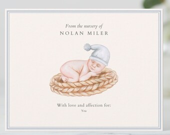 Baby Stationary Set |  Baby Nest Notecard | From The Nursery of Stationary | Baby Thank You Card | Gender Neutral Custom Flat Note