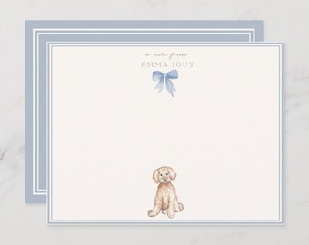 Golden Doodle Personalisiertes Briefpapier | Goldene Doodle-Mama | Preppy Golden Doodle | Mädchen und Hund stationär | Eine Notiz von der Karte