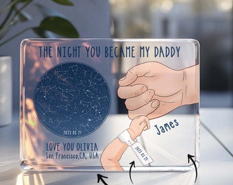 Custom Star Map Night Light Personalized Name The Night You Became My Daddy For Fayher¡®s Day Gifts