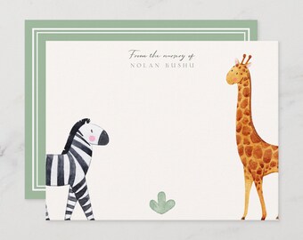 Baby Personalized Safari Vintage Stationary | Boy Notecard | Baby Custom Card | Animals Custom Notecard | Safari Nursery Stationary Set