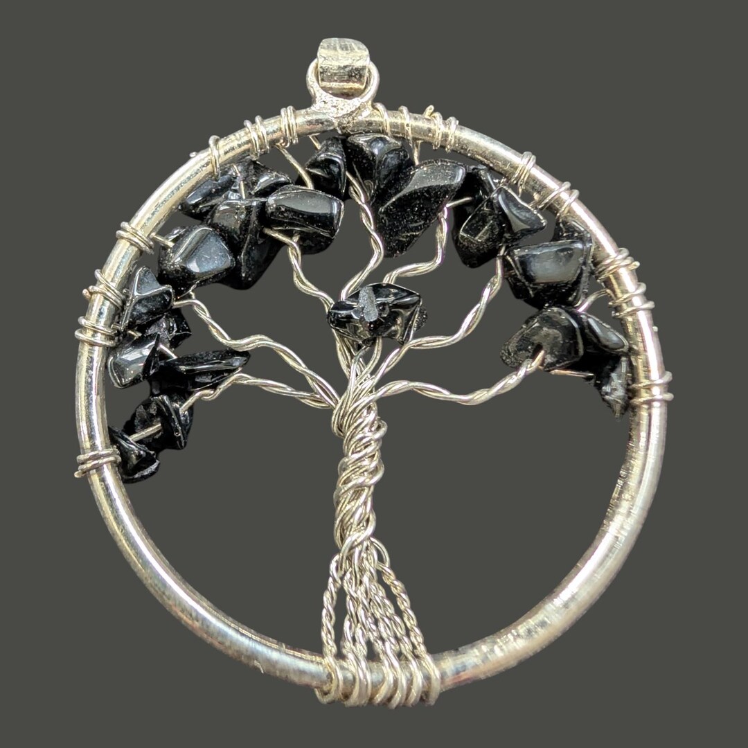 Black Obsidian Tree of Life Pendant, Wire Wrapped Yggdrasil Necklace - Etsy