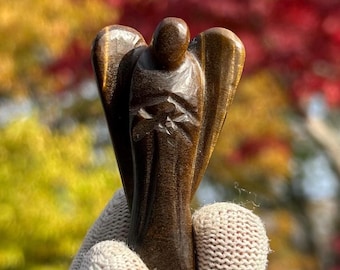 Ange OEIL DE TIGRE sculpté à la main - Crystal Guardian, décoration d'intérieur