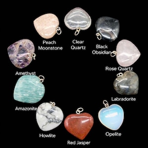 CRYSTAL Herz Anhänger, Edelstein Halskette Pendel, Naturstein Herz Charm, Heilschmuck