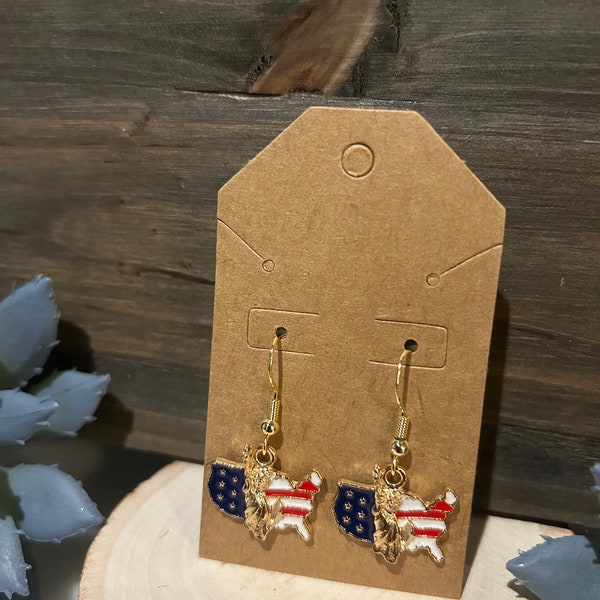 American Flag Earrings, USA Earrings, Statue of Liberty Earrings
