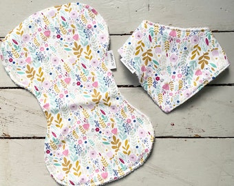 Bandana Bib and Burp Cloth - Petite Blossoms