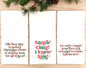 Christmas Elf Words Flour Sack Towel -Christmas Kitschy Kitchen Collection