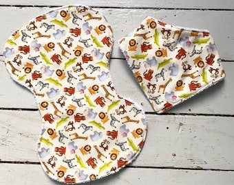 Bandana Bib and Burp Cloth - Tiny Safari