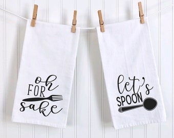 Fork and Spoon Tea Towels Kitchen Humor - Kitschy Kitchen Collection