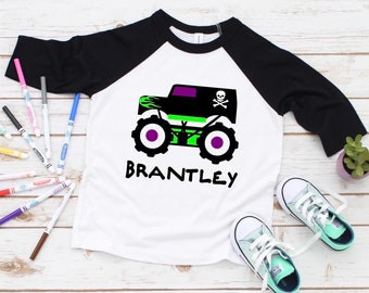 Monster Truck Personalized Raglan Tee