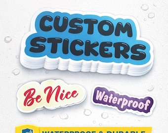 Pegatinas con logotipo personalizado / Vinilo adhesivo impermeable troquelado / Etiquetas de marca para pequeñas empresas