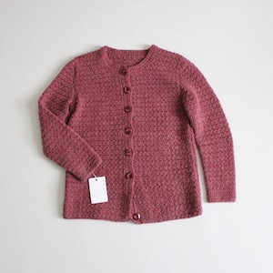 mauve wool cardigan | hand knit mauve sweater | 1970&#39;s wool cardigan
