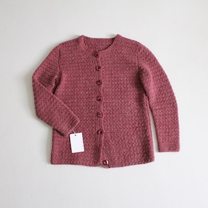 mauve wool cardigan hand knit mauve sweater 1970's wool cardigan image 1