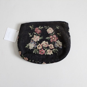 black floral clutch 1940's needlepoint purse needlepoint floral bag image 1