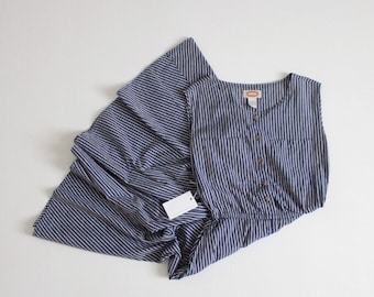pinstripe sundress | blue striped dress | button down dress