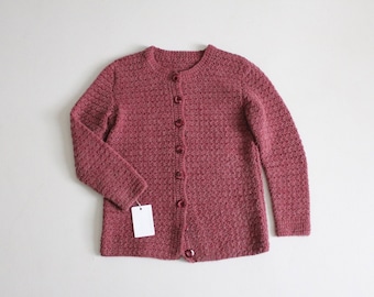 mauve wool cardigan | hand knit mauve sweater | 1970's wool cardigan