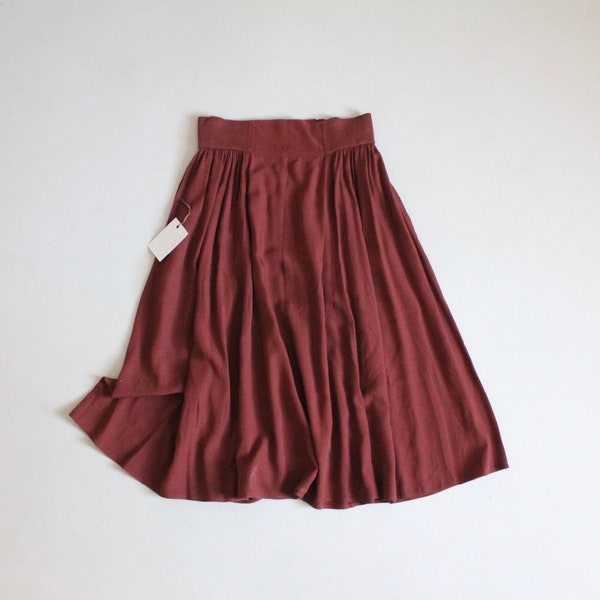 rust brown skirt |  full flouncy skirt | high waisted skirt