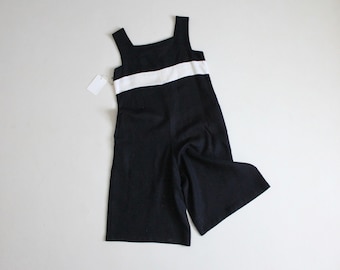 black linen romper | black & white romper | button down romper