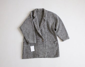 gray mohair coat | ribbed wool jacket | grey ribbed jacket