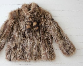 raccoon fur coat | shaggy raccoon coat | 1970&#39;s raccoon tail coat