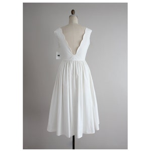 white scalloped dress / open back dress / white dress image 1