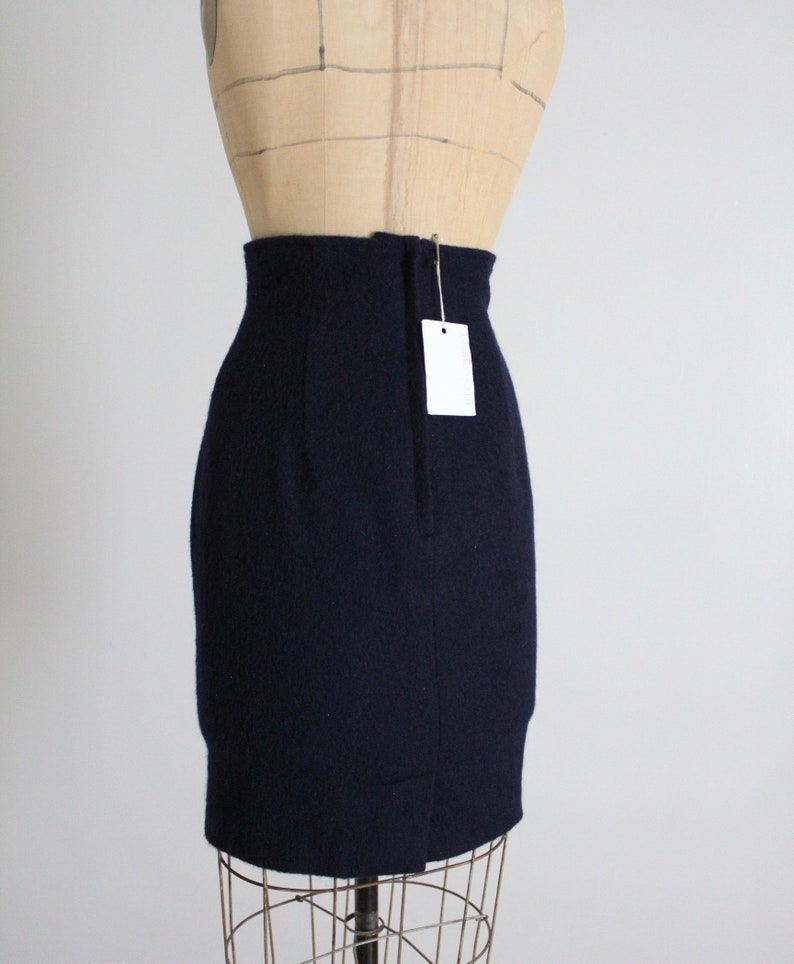 navy military skirt 100% wool skirt short wool skirt image 7