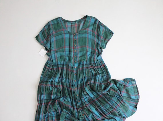 plaid gauze dress | 100% cotton gauze dress | gree