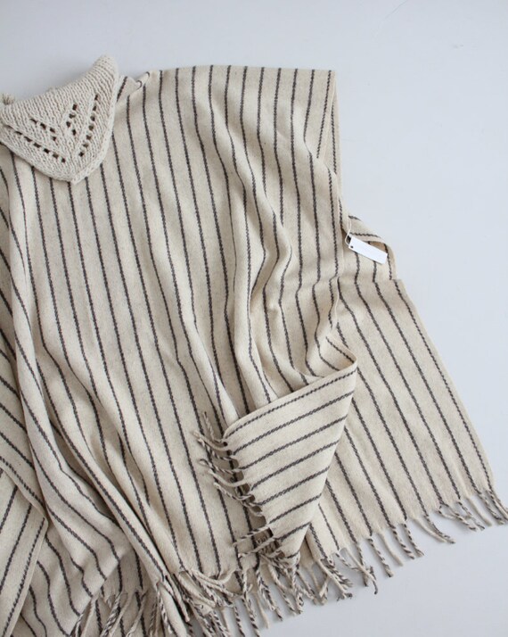 striped wool poncho | collared poncho cape | crea… - image 8