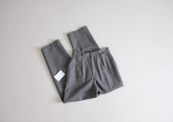 gray wool trousers | high waisted wool pants | cro