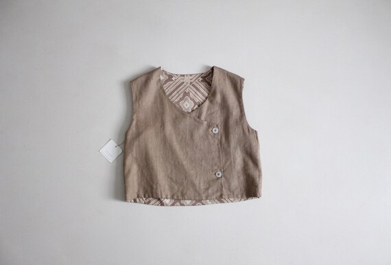 cropped linen vest | 1960s linen blouse | taupe li