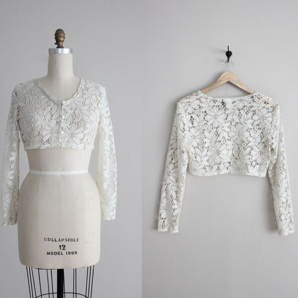 lace crop top / cropped lace top / 90s lace top