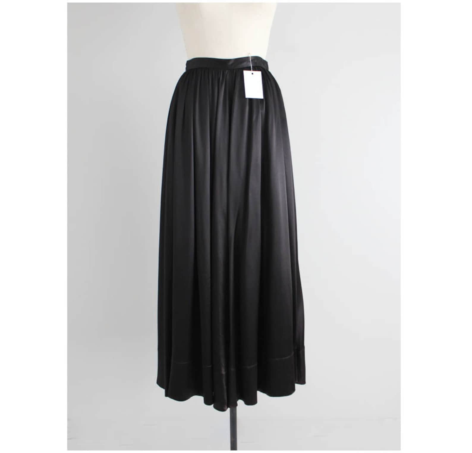 Full Black Maxi Skirt Black Evening Skirt Shiny Black Skirt - Etsy