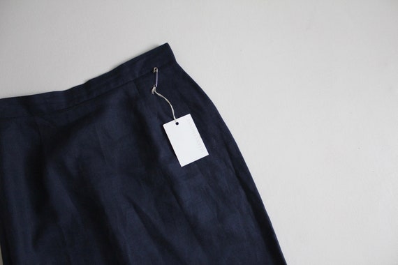 navy linen skirt | 100% linen skirt | linen penci… - image 2