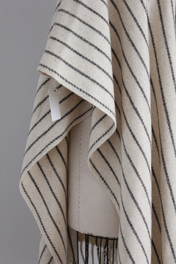 striped wool poncho | collared poncho cape | crea… - image 7