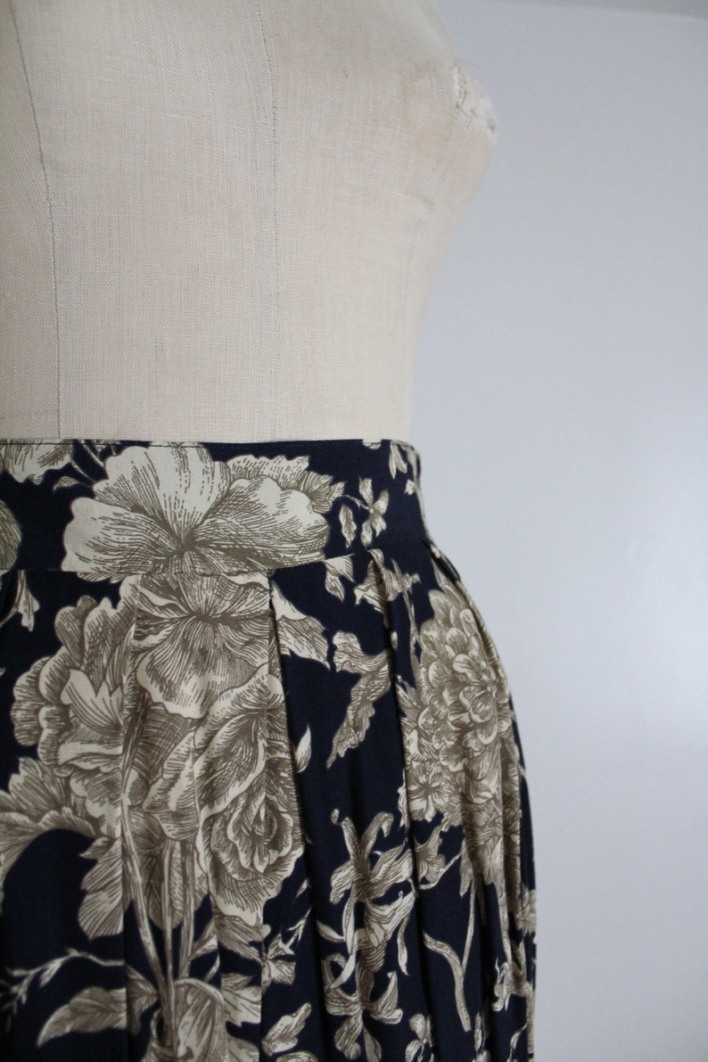 navy floral skirt floral rayon skirt cottage rose skirt image 7