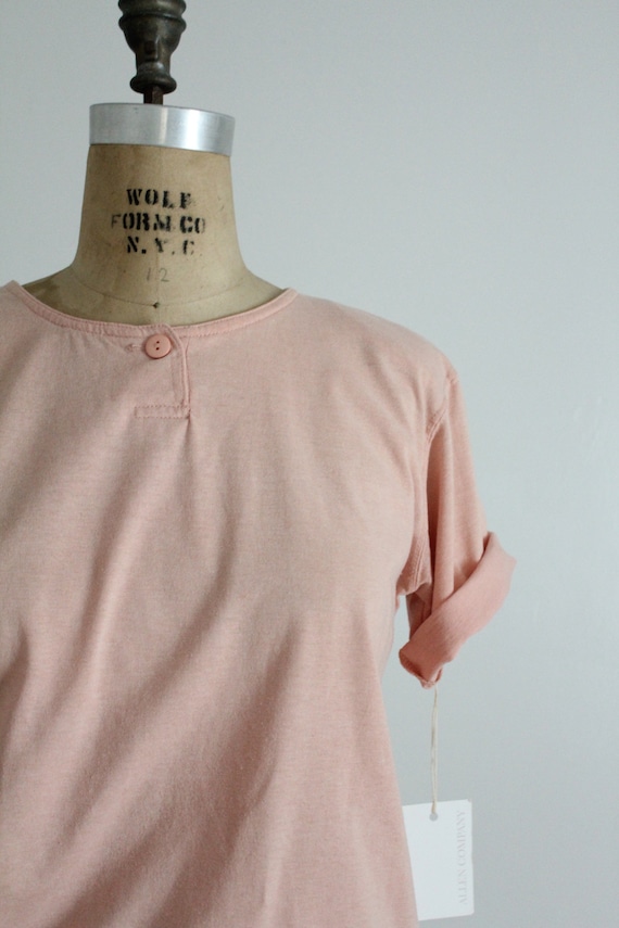 putty pink tee | pink t-shirt | pink henley shirt - image 2
