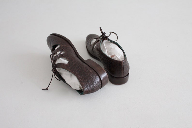 corset flats 7.5 brown reptile shoes lace up flats 8