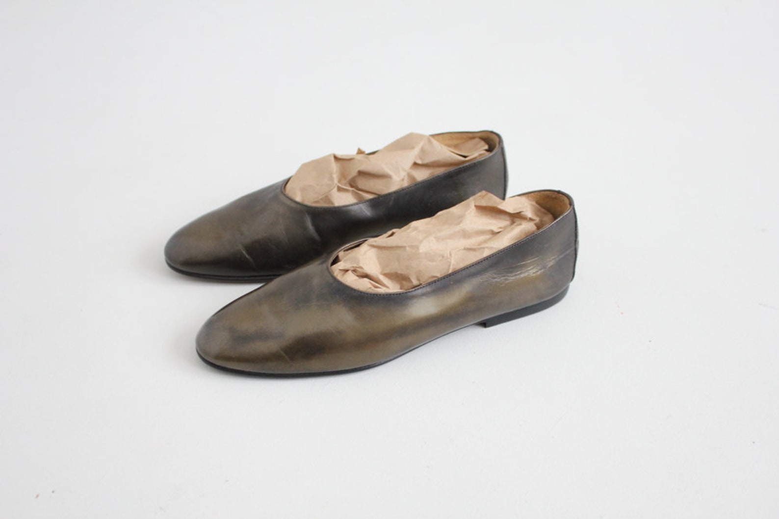 marbled metallic ballet flats | glove shoes 6.5 | metallic leather flats 6