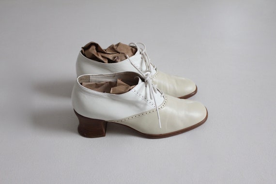 two tone oxfords | spectator booties 6.5 | beige … - image 3