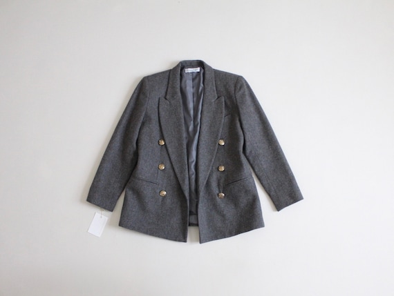 gray wool blazer | double breasted blazer | croppe